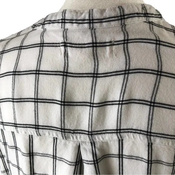 Lou and Grey for Loft Henley Style Blouse Women L Window Pane Plaid - Picture 7 of 9